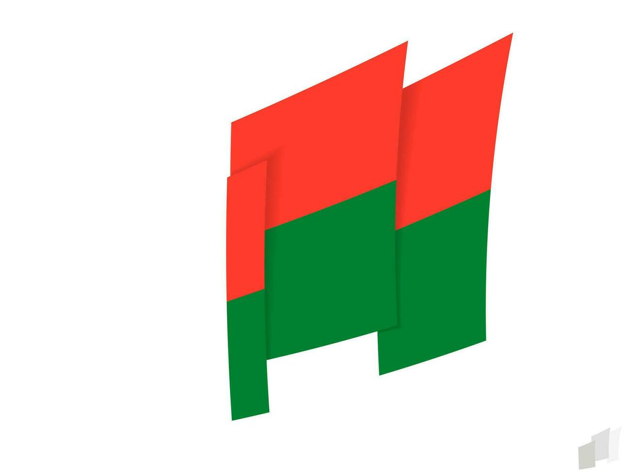 Madagascar vlag in een abstract gescheurd ontwerp. modern ontwerp van de Madagascar vlag. vector