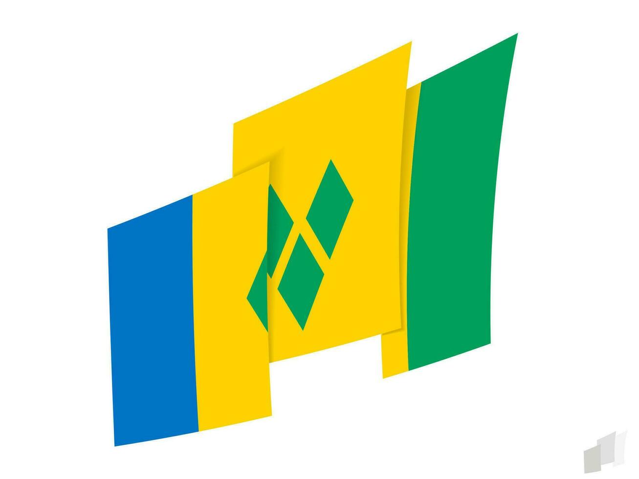 heilige vincent en de grenadines vlag in een abstract gescheurd ontwerp. modern ontwerp van de heilige vincent en de grenadines vlag. vector