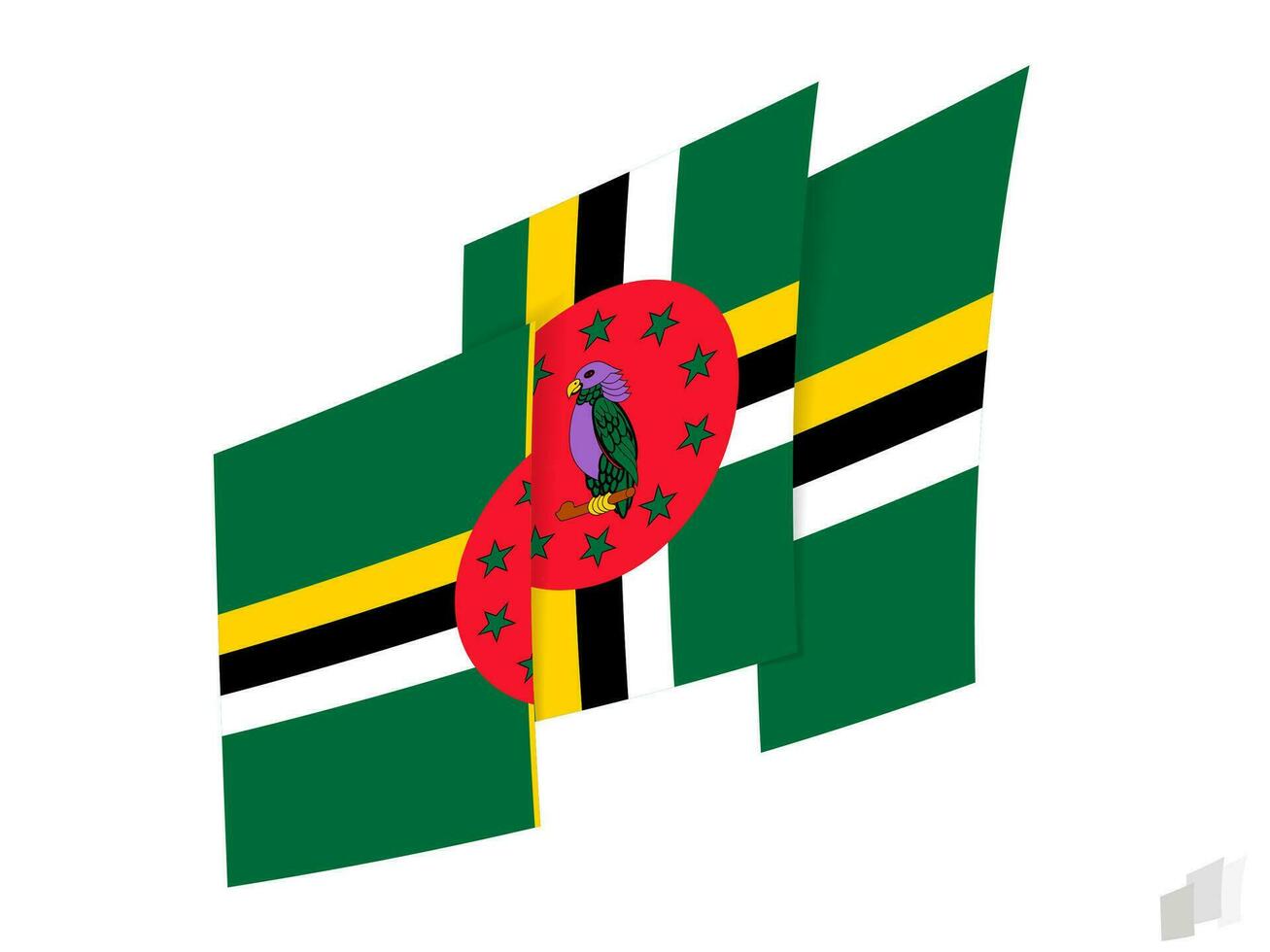 dominica vlag in een abstract gescheurd ontwerp. modern ontwerp van de dominica vlag. vector