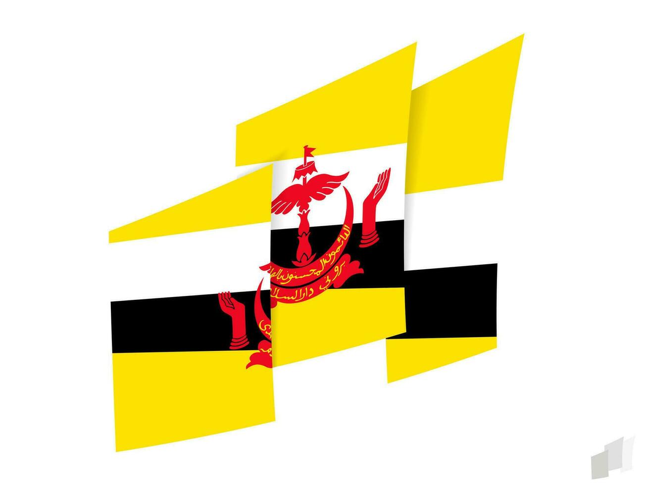 Brunei vlag in een abstract gescheurd ontwerp. modern ontwerp van de Brunei vlag. vector