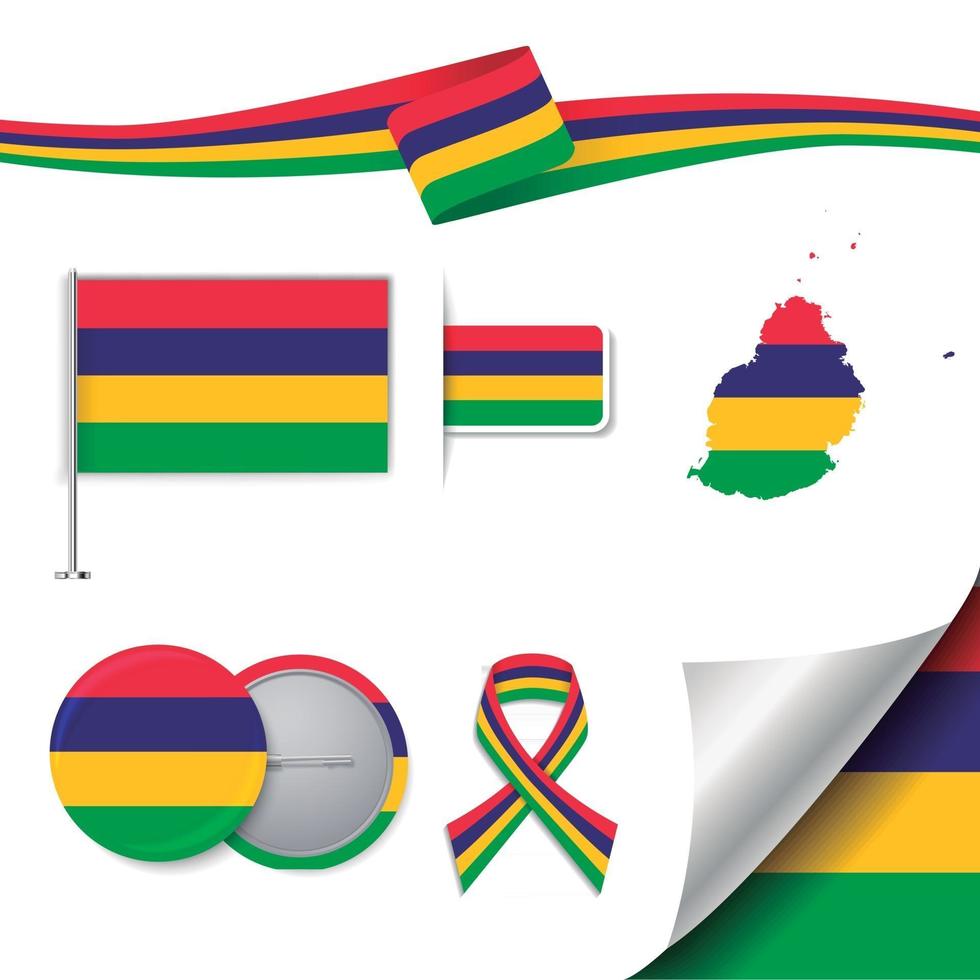 vlag van mauritius met elementen vector