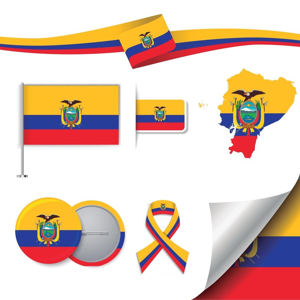 vlag van ecuador met elementen vector