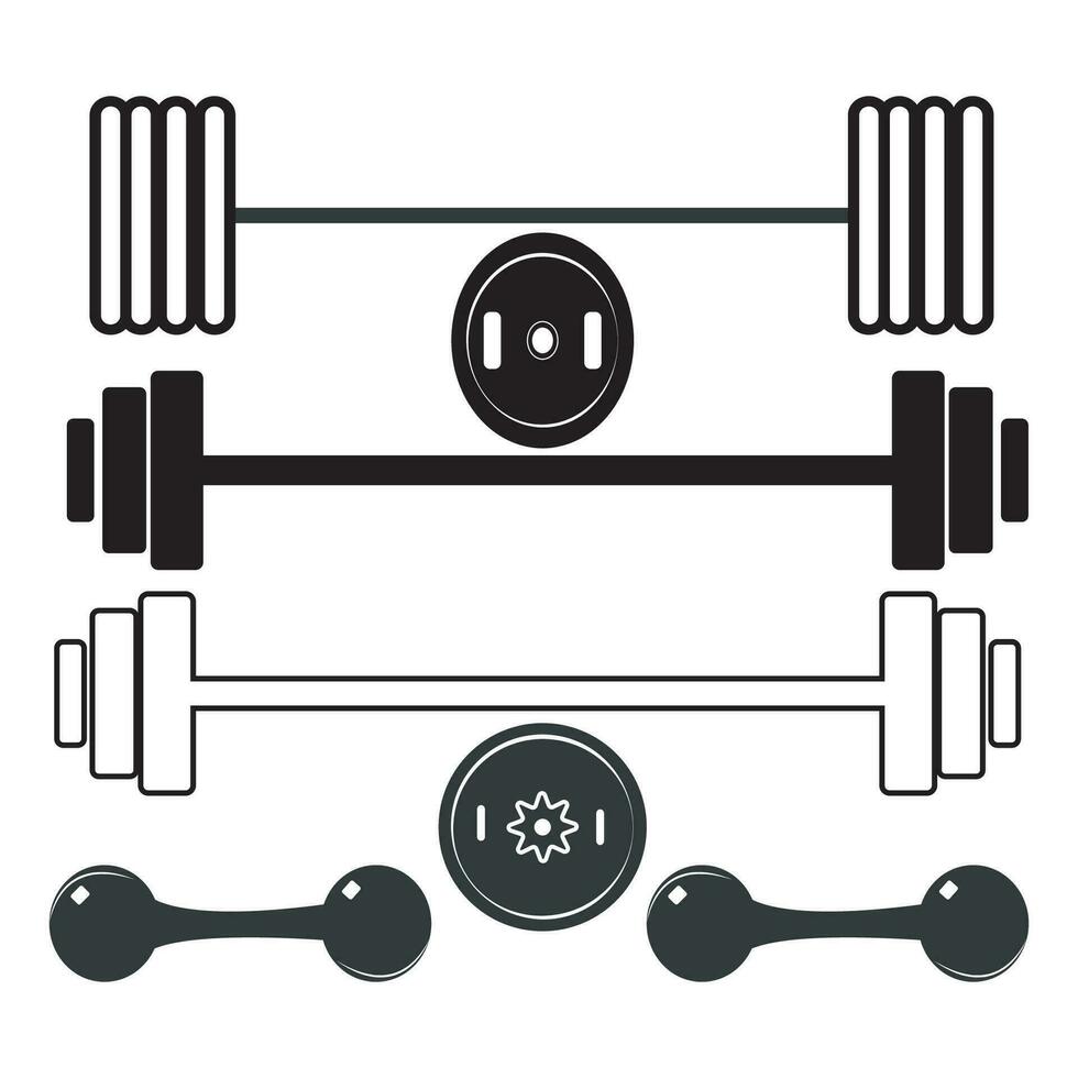 gym-apparatuur-iconen-pack vrij downloaden vector