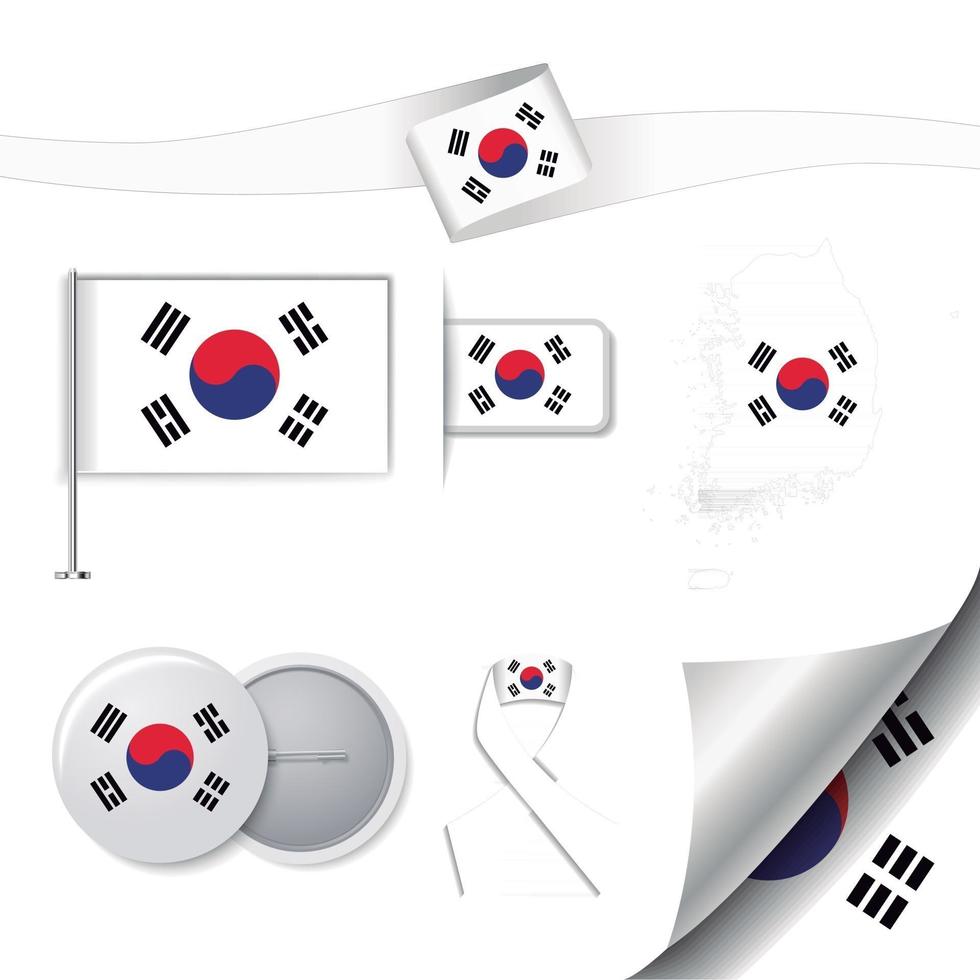 vlag van zuid-korea met elementen vector