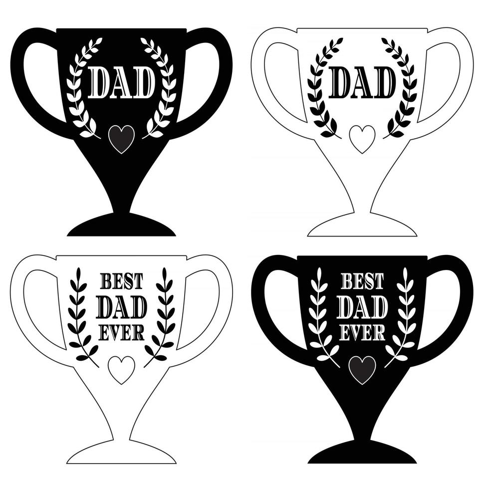gelukkige vaderdag trofee graphics zwart-wit vector