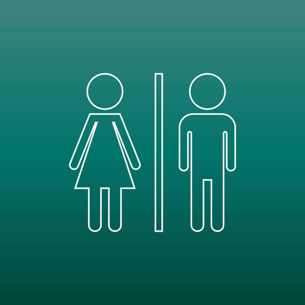 wc, toilet lijn vector icoon . mannen en Dames teken voor toilet Aan groen achtergrond.