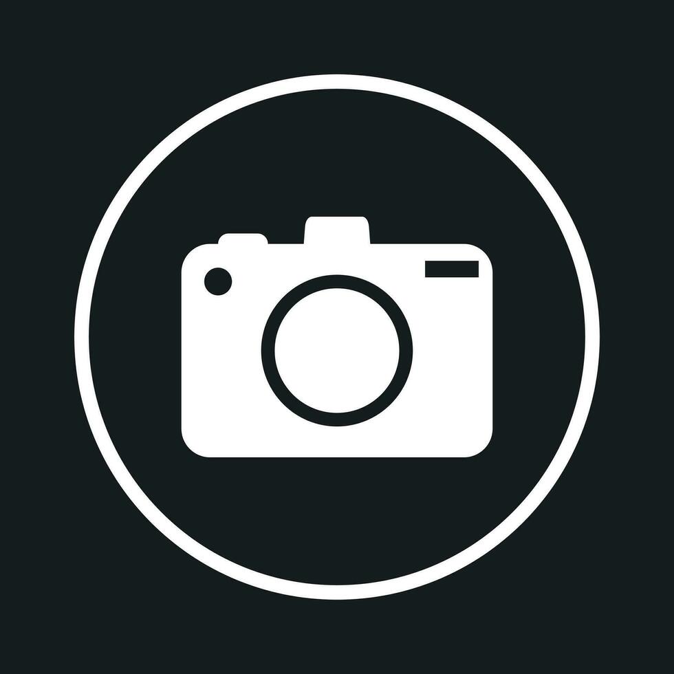 camera icoon logo Aan zwart achtergrond. vlak vector illustratie.