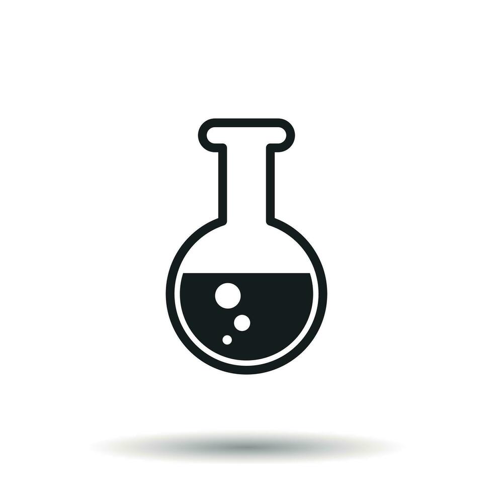 chemisch test buis pictogram icoon. chemisch laboratorium uitrusting geïsoleerd Aan wit achtergrond. experiment kolven voor wetenschap experiment. modieus modern vector symbool. gemakkelijk vlak illustratie