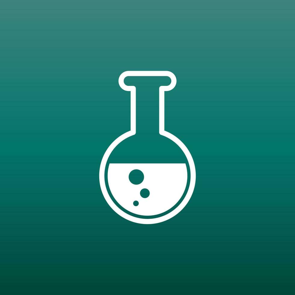 chemisch test buis pictogram icoon. chemisch laboratorium uitrusting geïsoleerd Aan groen achtergrond. experiment kolven voor wetenschap experiment. modieus modern vector symbool. gemakkelijk vlak illustratie