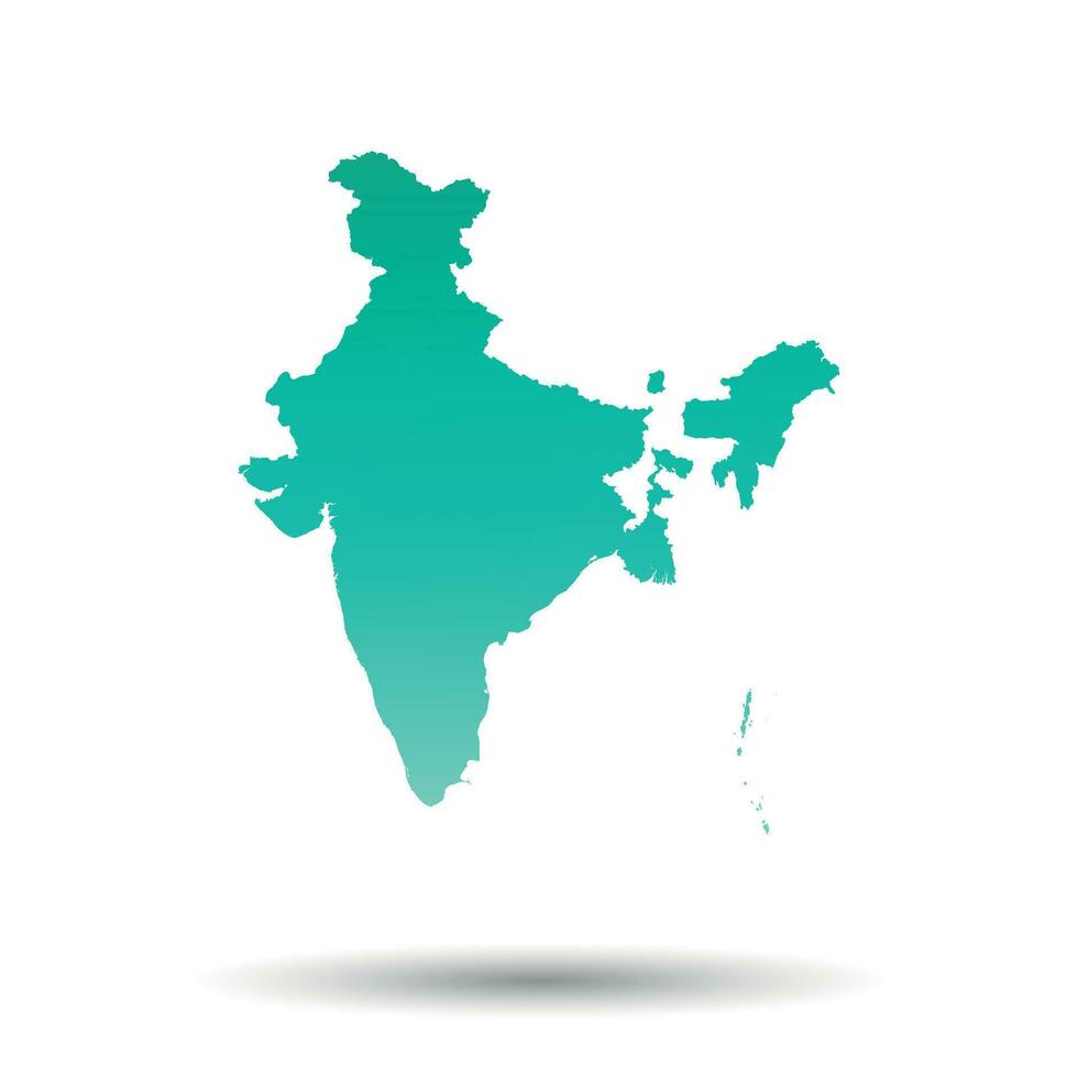 Indië kaart. kleurrijk turkoois vector illustratie Aan wit geïsoleerd achtergrond.