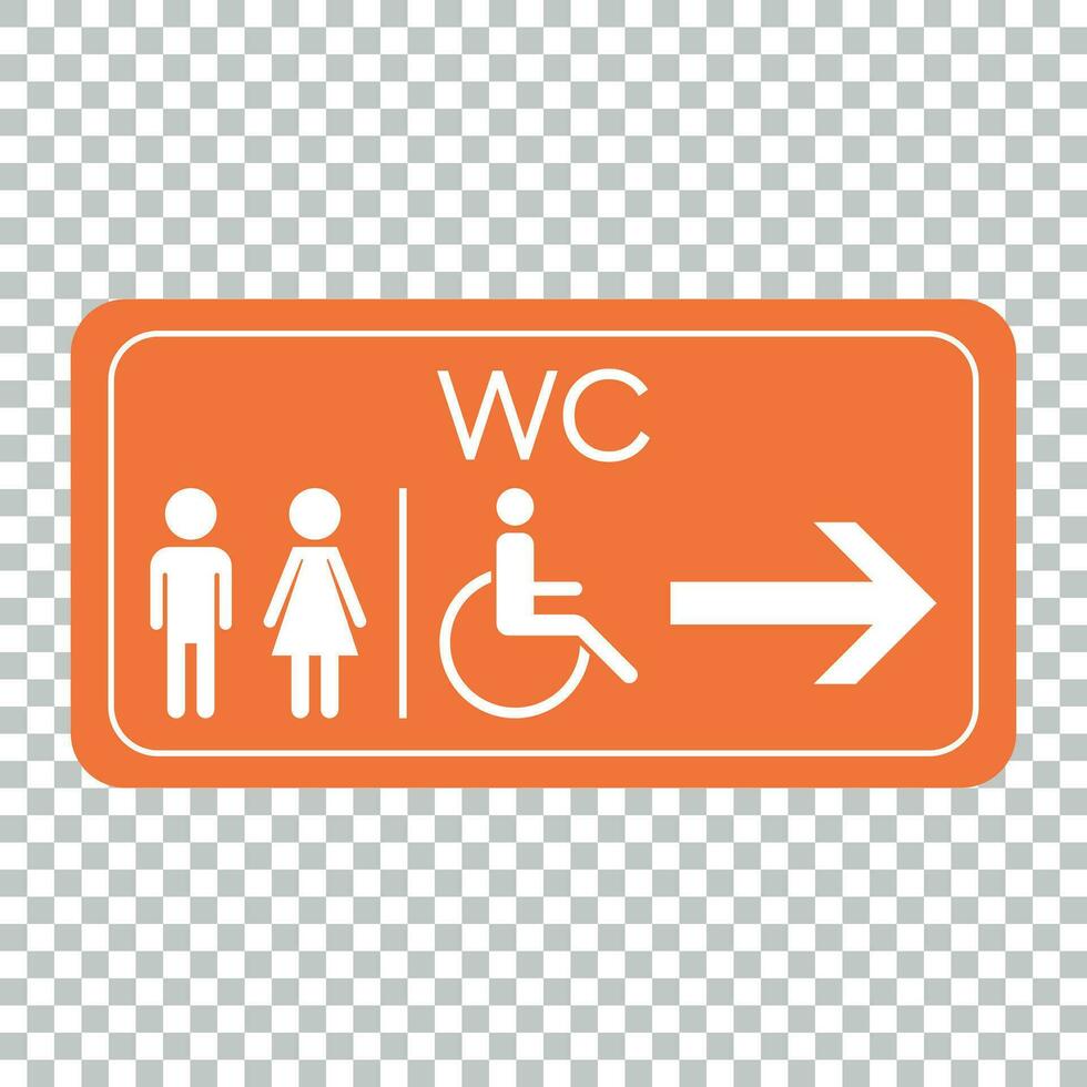 wc, toilet vector icoon . mannen en Dames teken voor toilet Aan oranje bord.