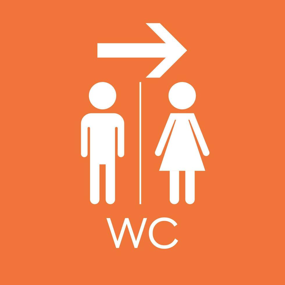 wc, toilet vlak vector icoon . mannen en Dames teken voor toilet Aan oranje achtergrond.