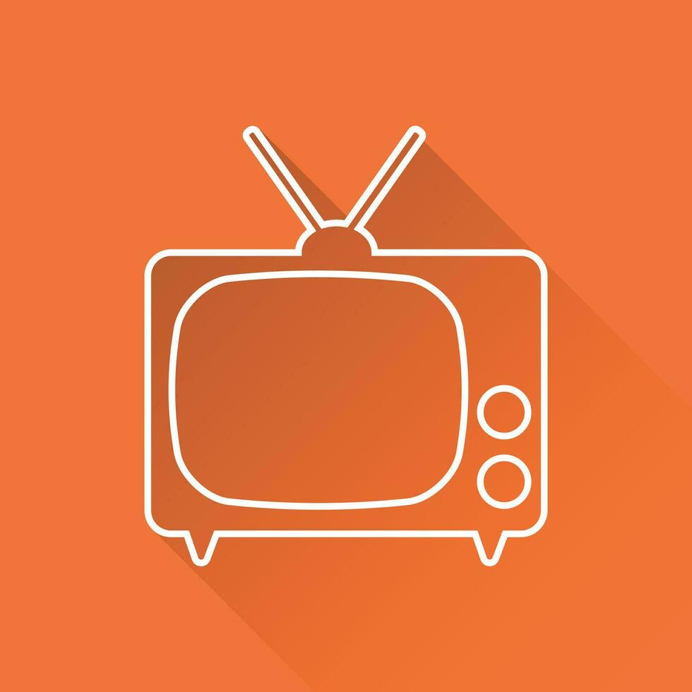 TV icoon vector illustratie in lijn stijl geïsoleerd Aan oranje achtergrond met lang schaduw. televisie symbool voor web plaats ontwerp, logo, app, ui.