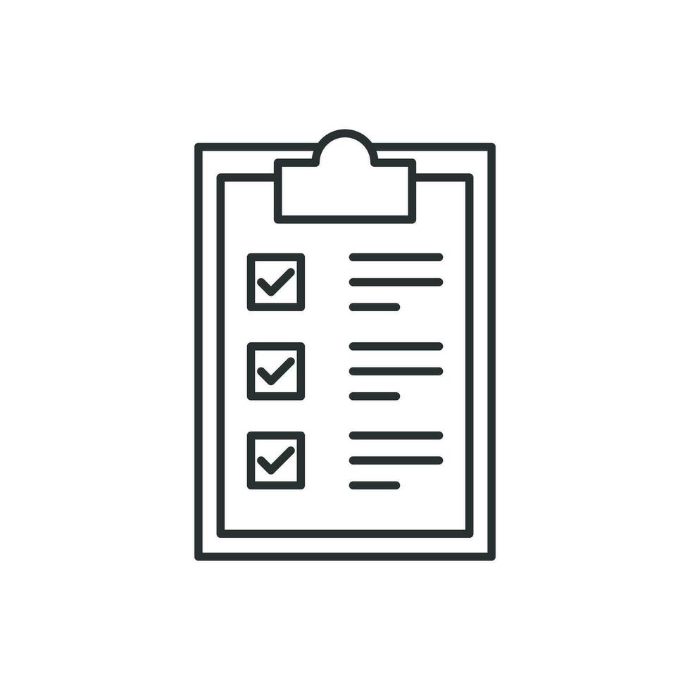 checklist klembord teken icoon in vlak stijl. document lijst vector illustratie Aan wit geïsoleerd achtergrond. vragenlijst kladblok bedrijf concept.