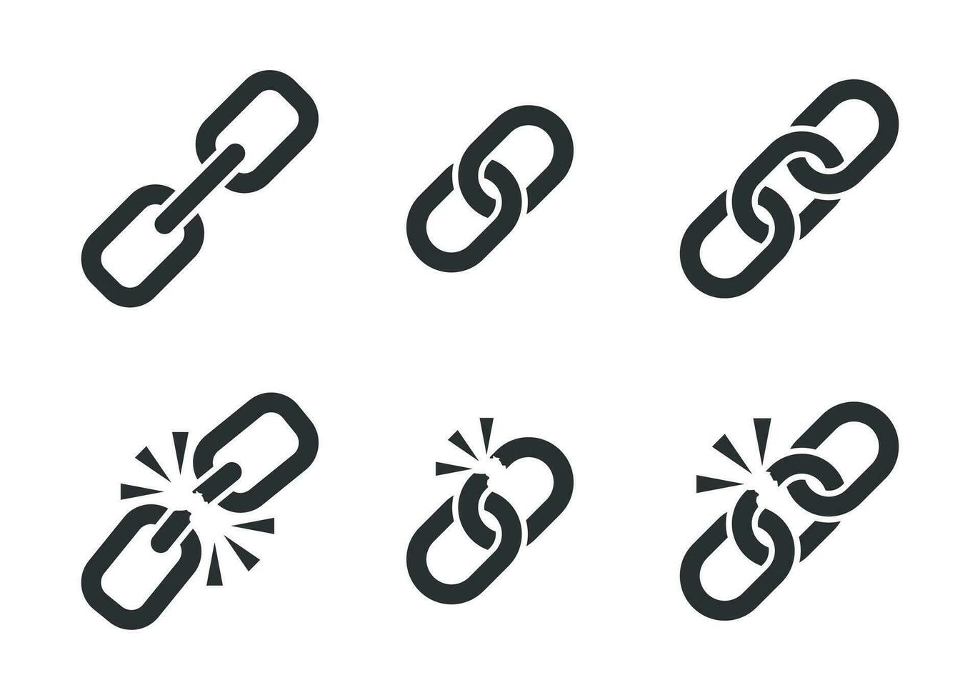 keten teken reeks verzameling icoon in vlak stijl. koppeling vector illustratie Aan wit geïsoleerd achtergrond. hyperlink bedrijf concept.