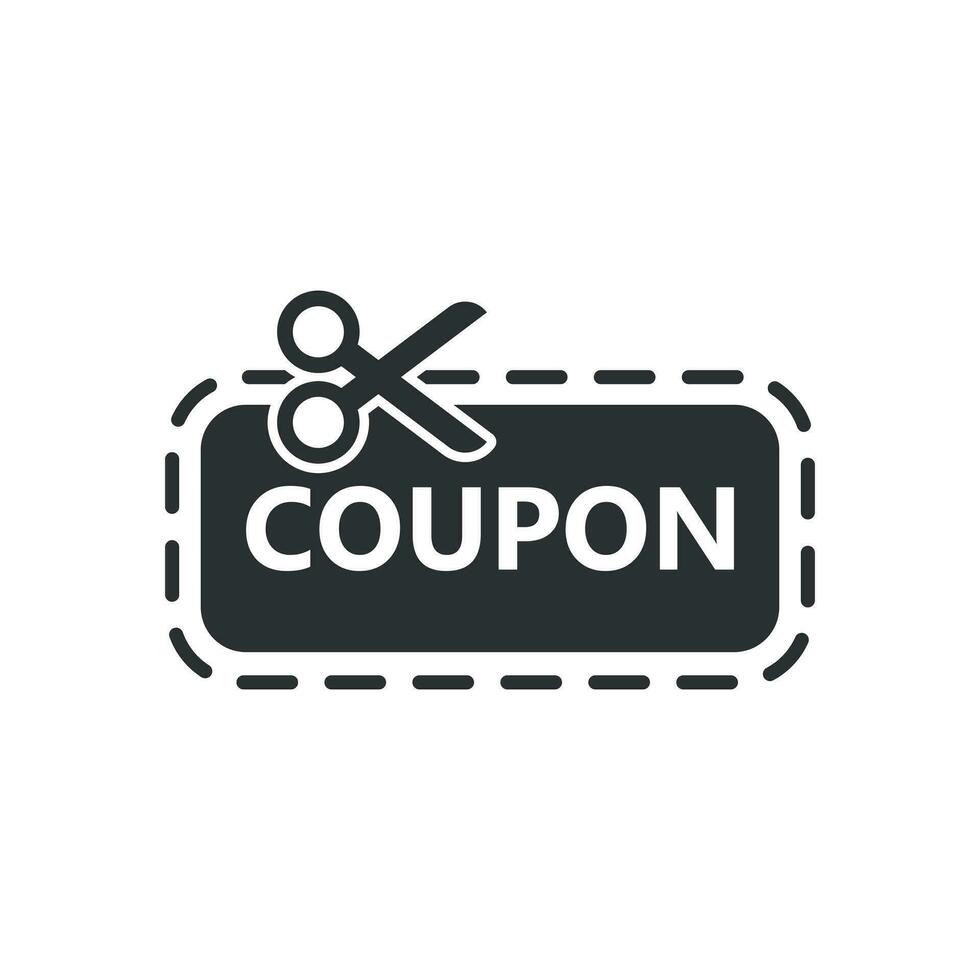 korting coupon icoon in vlak stijl. schaar met prijs label vector illustratie Aan wit geïsoleerd achtergrond. uitverkoop sticker bedrijf concept.