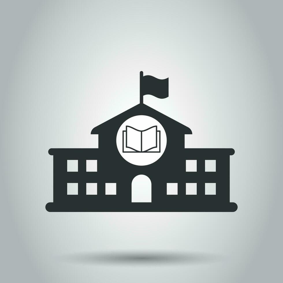 school- gebouw icoon in vlak stijl. college onderwijs vector illustratie Aan wit achtergrond. bank, regering bedrijf concept.