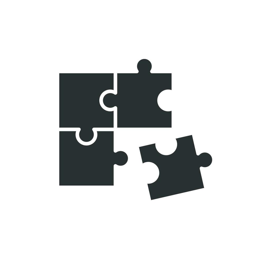puzzel verenigbaar icoon in vlak stijl. decoupeerzaag overeenkomst vector illustratie Aan wit geïsoleerd achtergrond. samenwerking oplossing bedrijf concept.