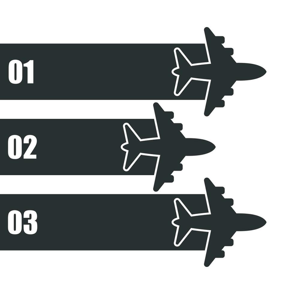 vliegtuig vlucht infographic icoon in vlak stijl. vlak reizen banier vector illustratie Aan wit geïsoleerd achtergrond. vliegmaatschappij bedrijf concept.