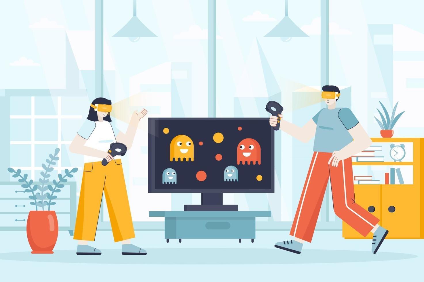 virtual reality-concept in platte ontwerp vectorillustratie vector