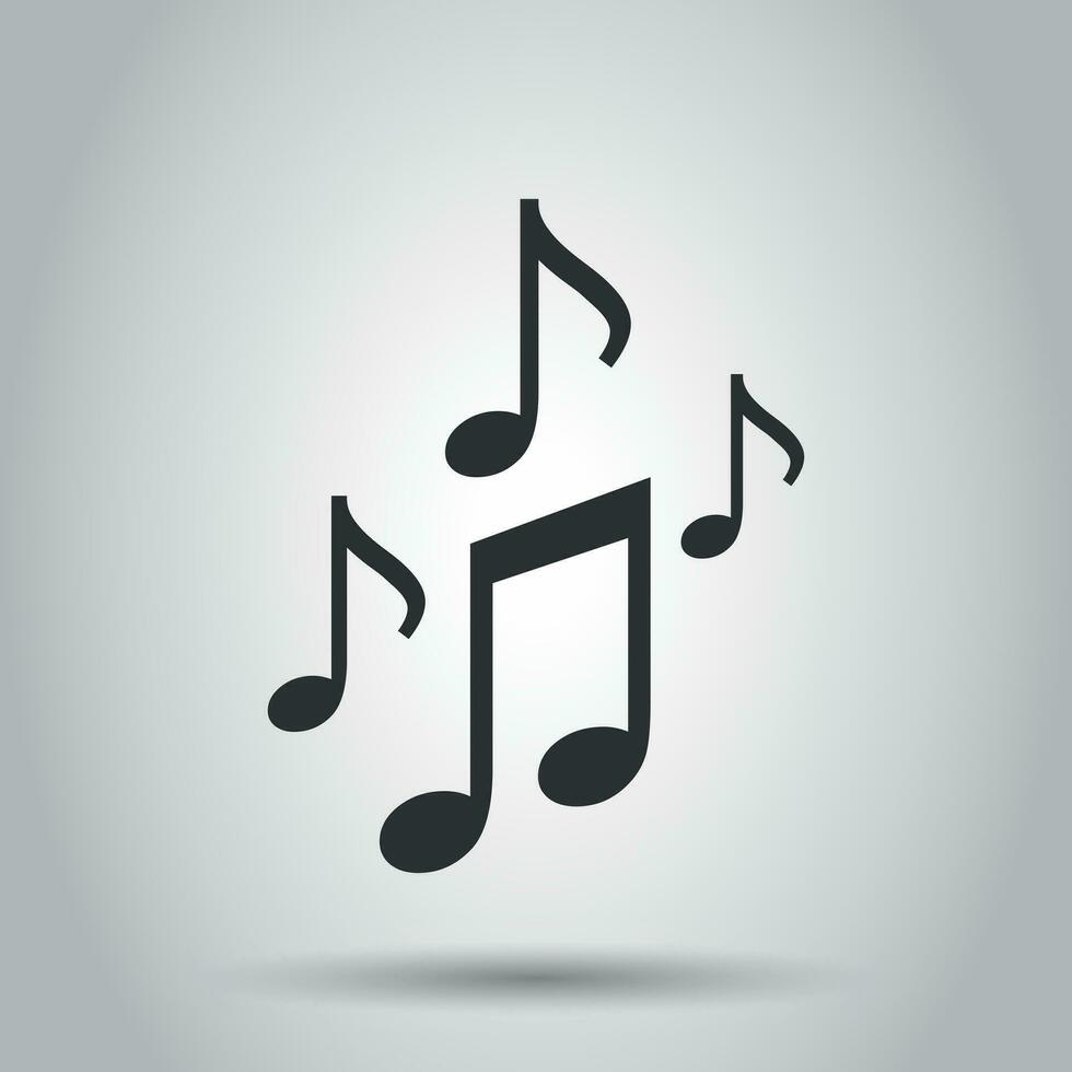 muziek- Notitie icoon in vlak stijl. geluid media illustratie Aan wit achtergrond. audio Notitie bedrijf concept. vector