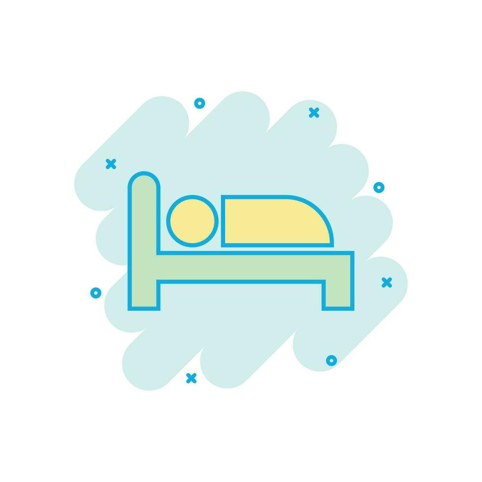 bed icoon in grappig stijl. slaap slaapkamer vector tekenfilm illustratie pictogram. kom tot rust sofa bedrijf concept plons effect.