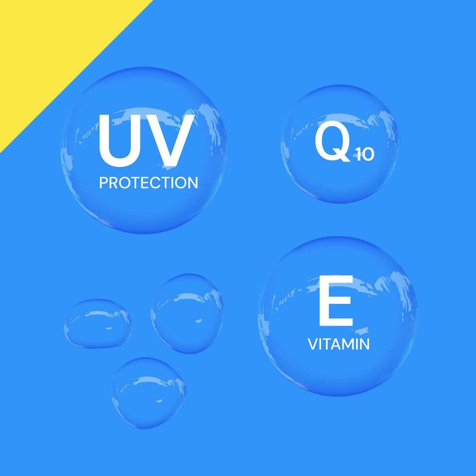 uv bescherming Aan wit achtergrond, bubbel schild. zonne- bescherming scherm van uv stralen vector