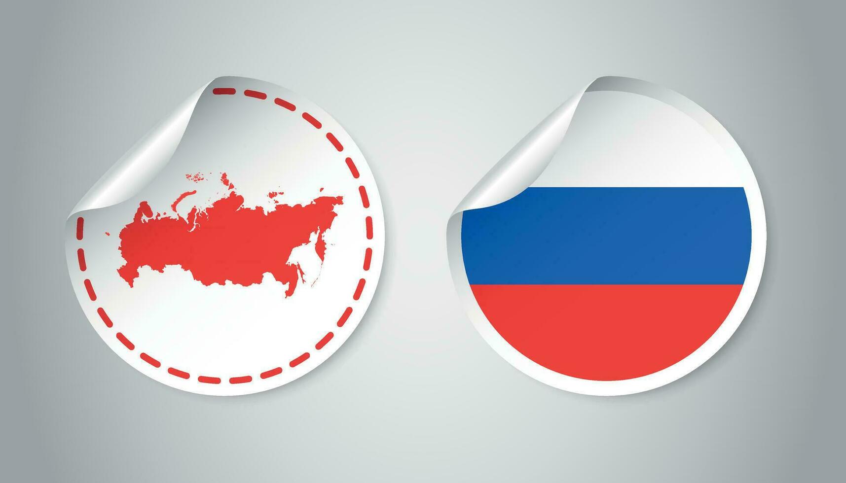 Rusland sticker met vlag en kaart. Russisch federatie label, ronde label met land. vector illustratie Aan grijs achtergrond.