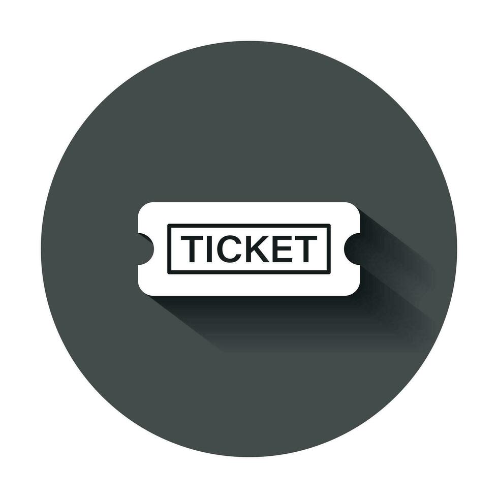 bioscoop ticket icoon in vlak stijl. toegeven een coupon Ingang vector illustratie met lang schaduw. ticket bedrijf concept.