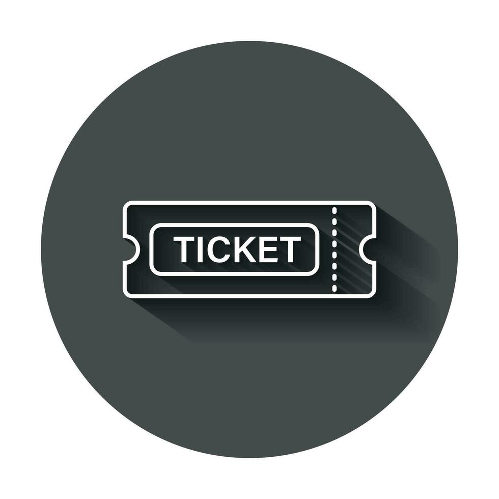 bioscoop ticket icoon in vlak stijl. toegeven een coupon Ingang vector illustratie met lang schaduw. ticket bedrijf concept.