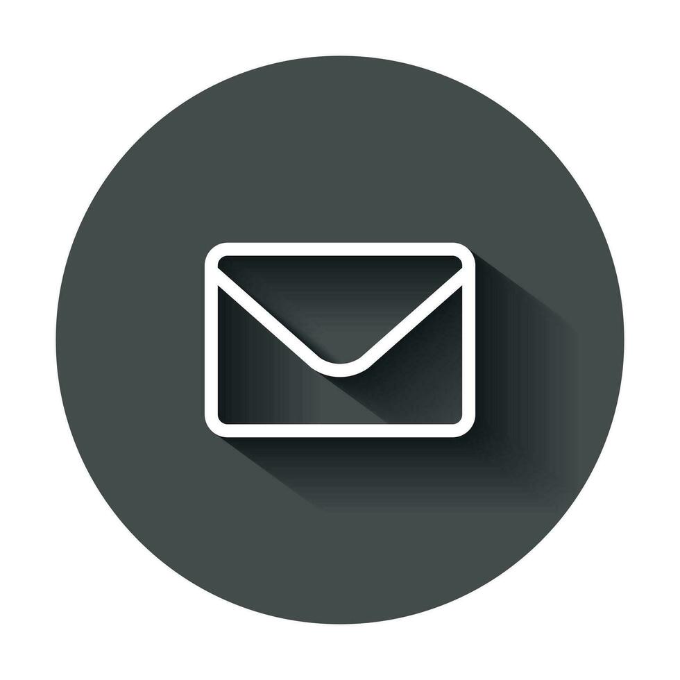 mail envelop icoon in vlak stijl. te ontvangen e-mail brief spam vector illustratie met lang schaduw. mail communicatie bedrijf concept.