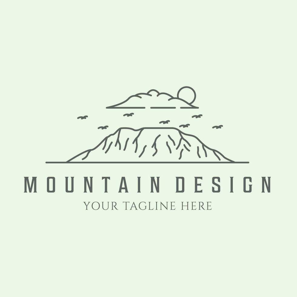 berg logo lijn kunst minimalistische ontwerp illustratie icoon of heuvel minimaal lijn kunst ontwerp vector