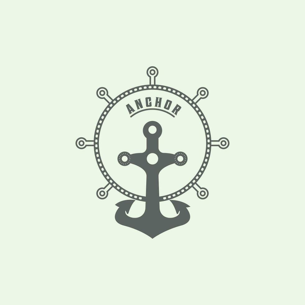 reis schip anker wijnoogst teken minimalistische ontwerp logo vector