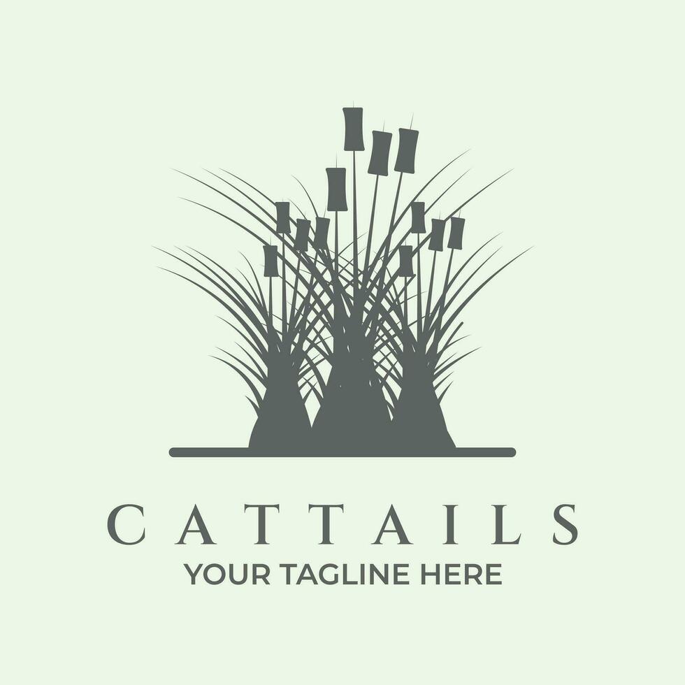 wijnoogst ontwerp cattails logo icoon illustratie creatief vector