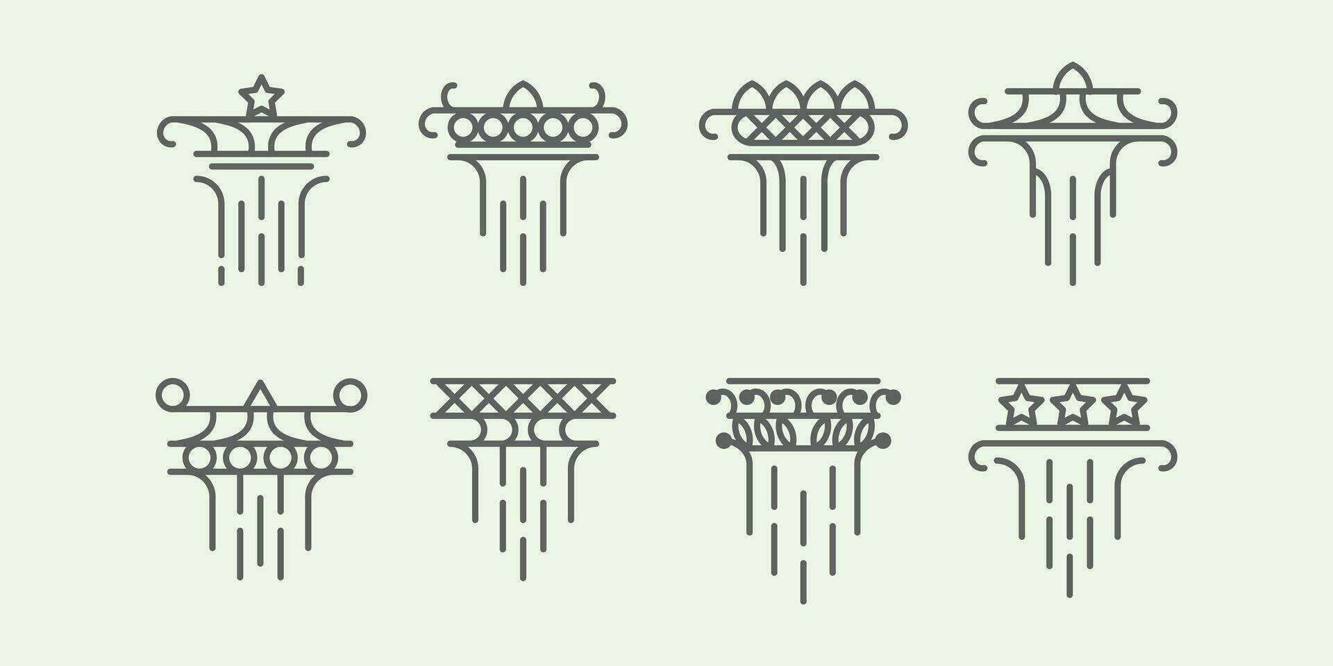 reeks pijler lijn kunst minimalistische logo icoon illustratie creatief voor gebouw vector