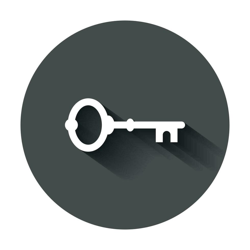 sleutel icoon in vlak stijl. toegang Log in vector illustratie met lang schaduw. wachtwoord sleutel bedrijf concept.