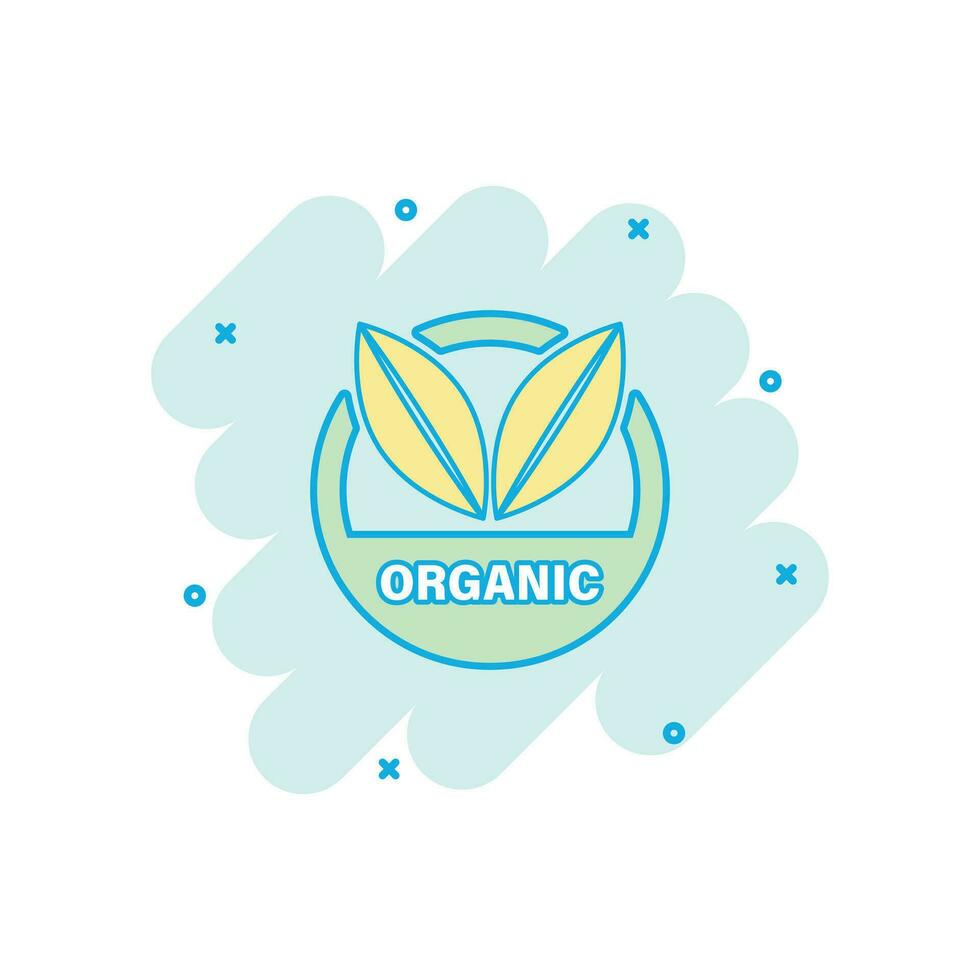 vector tekenfilm veganistisch biologisch insigne icoon in grappig stijl. eco bio Product postzegel concept illustratie pictogram. eco natuurlijk voedsel bedrijf plons effect concept.