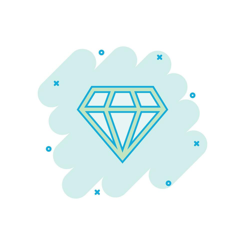 vector tekenfilm diamant juweel edelsteen icoon in grappig stijl. diamant edelsteen illustratie pictogram. sieraden briljant bedrijf plons effect concept.