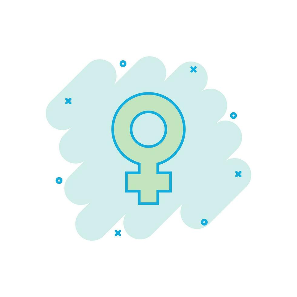 vector tekenfilm vrouw seks symbool icoon in grappig stijl. Dames geslacht concept illustratie pictogram. meisje bedrijf plons effect concept.