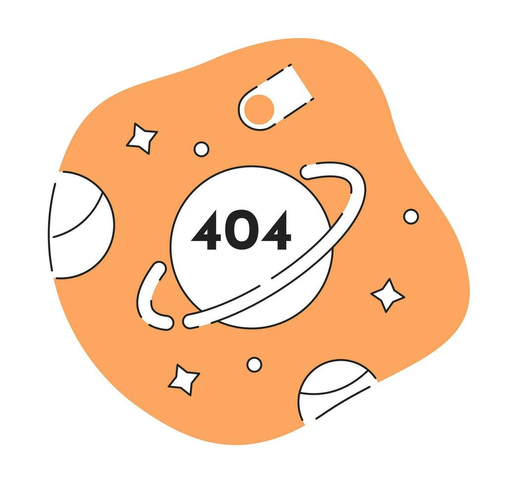 universum en ruimte exploratie zwart wit fout 404 flash bericht. planeet en satellieten monochroom leeg staat ui ontwerp. bladzijde niet gevonden pop-up tekenfilm afbeelding. vector vlak schets illustratie concept