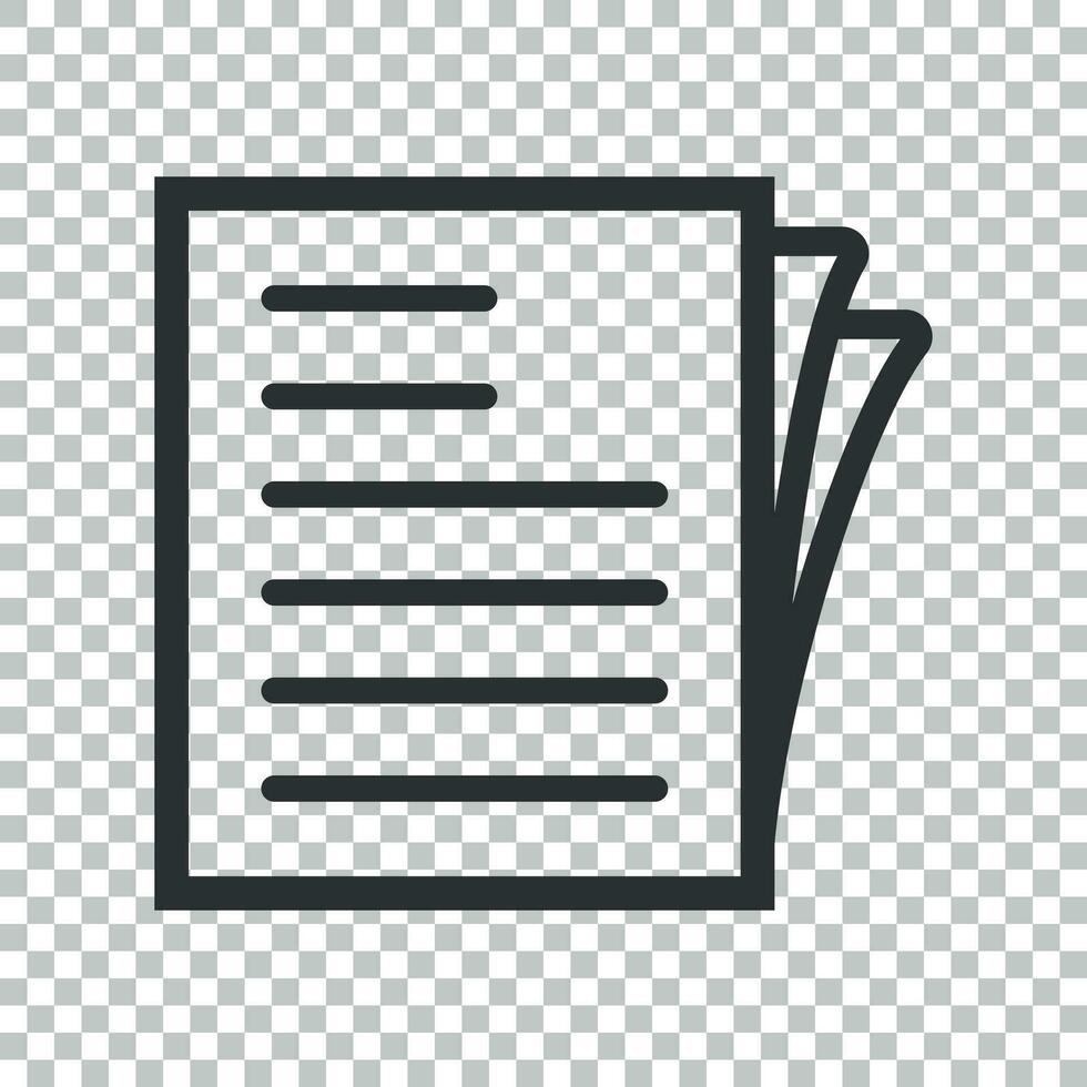 document Notitie icoon in vlak stijl. papier vel vector illustratie Aan geïsoleerd achtergrond. kladblok document bedrijf concept.