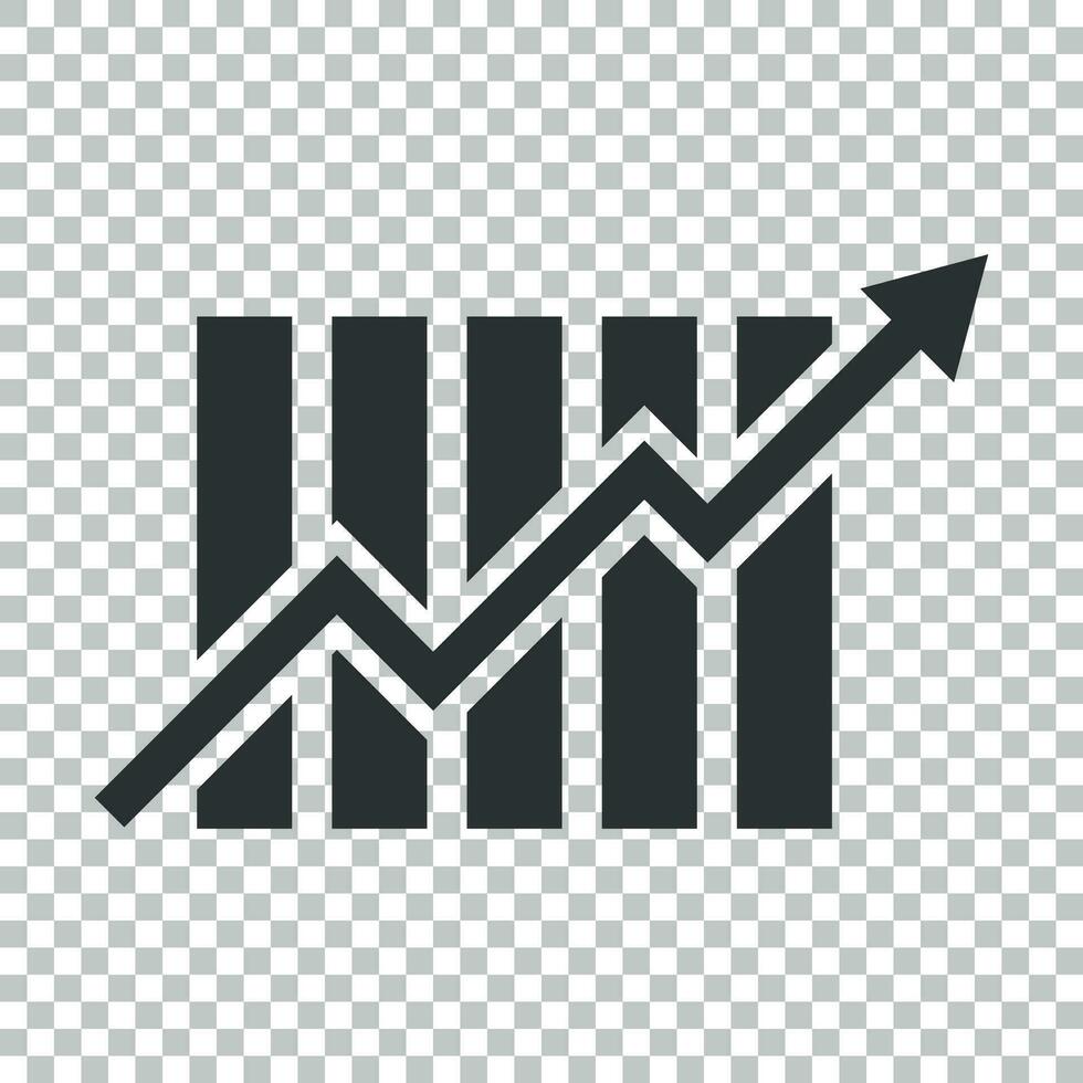 groeit bar diagram icoon in vlak stijl. toenemen pijl vector illustratie Aan geïsoleerd achtergrond. infographic vooruitgang bedrijf concept.