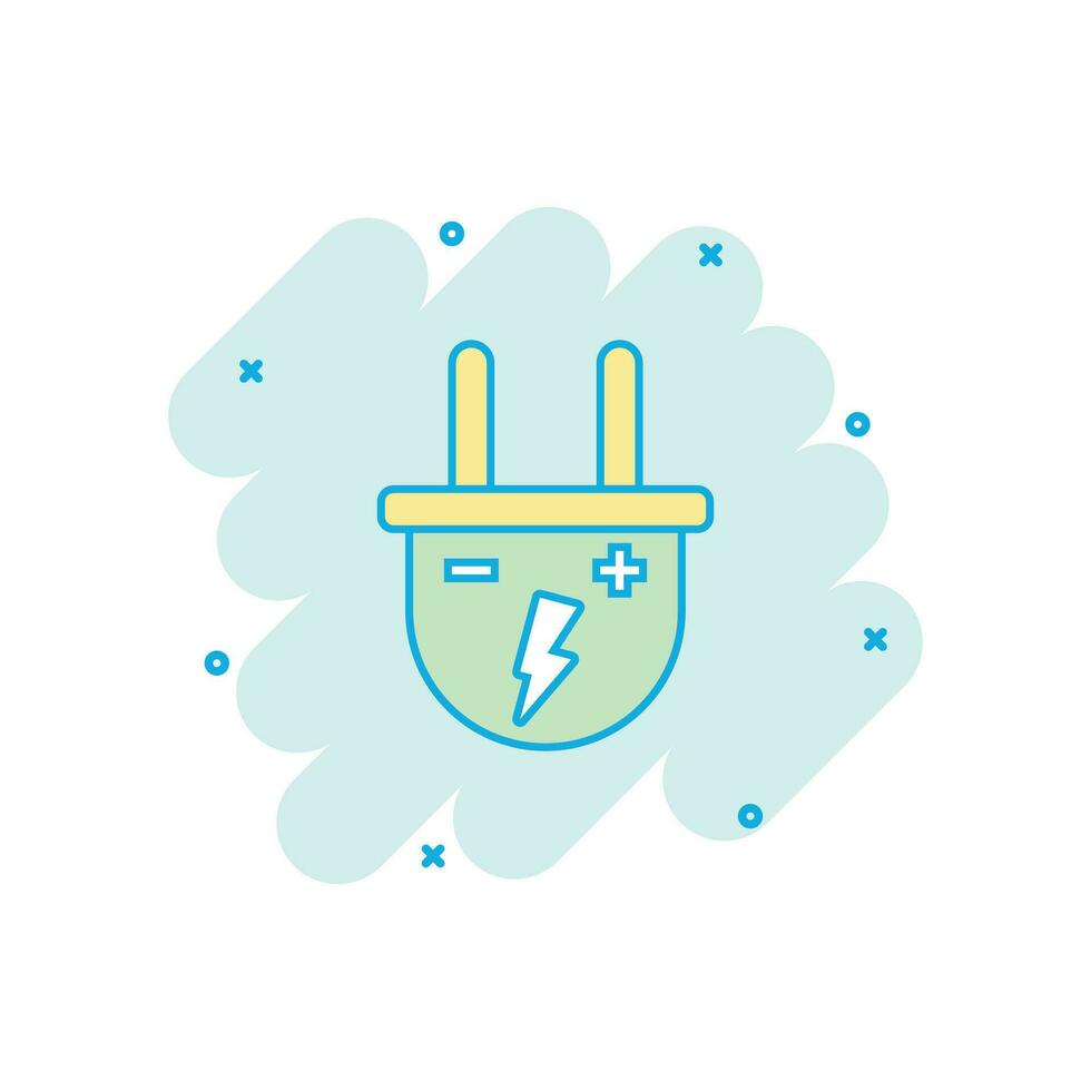 vector tekenfilm elektrisch plug icoon in grappig stijl. macht draad kabel teken illustratie pictogram. draad bedrijf plons effect concept.