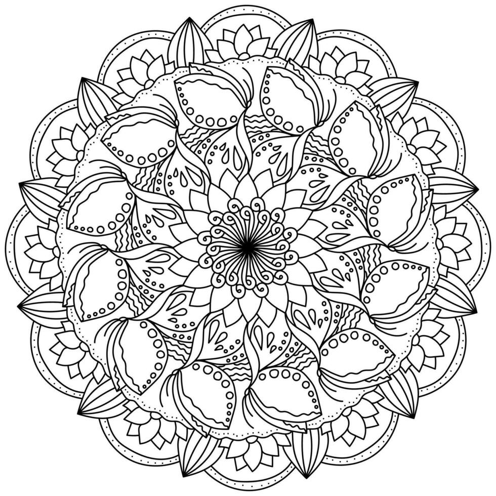 mandala met vlinders en bloemen, meditatief kleur bladzijde met overladen patronen vector