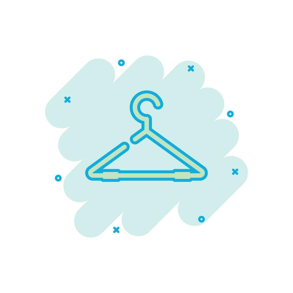 vector tekenfilm hanger icoon in grappig stijl. garderobe hander teken illustratie pictogram. hanger bedrijf plons effect concept.