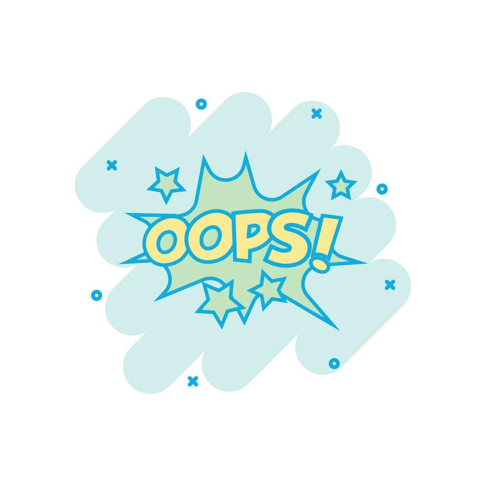 vector tekenfilm oops grappig geluid Effecten icoon in grappig stijl. geluid bubbel toespraak teken illustratie pictogram. oops bedrijf plons effect concept.