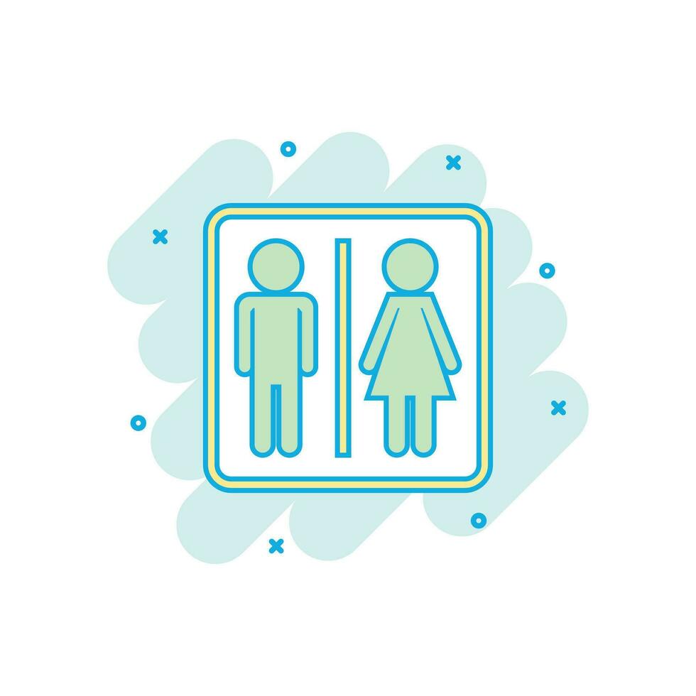 tekenfilm gekleurde Mens en vrouw icoon in grappig stijl. toilet illustratie pictogram. wc toilet teken plons bedrijf concept. vector