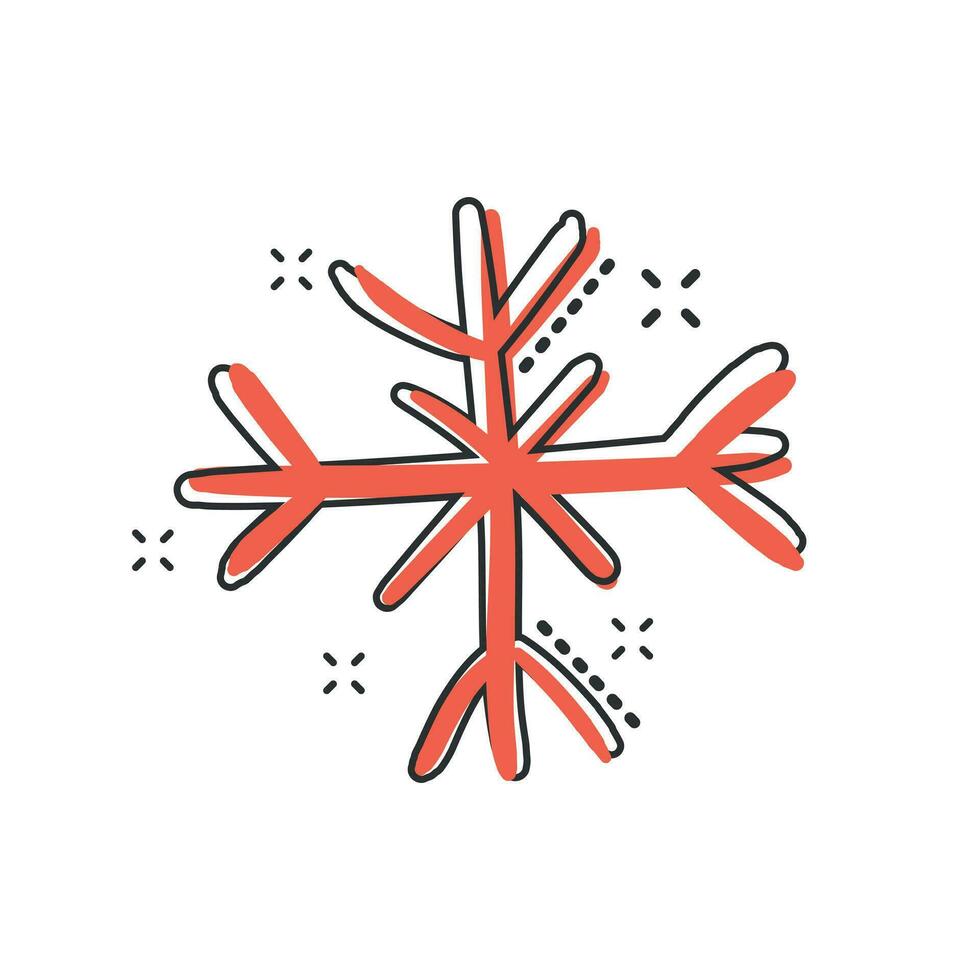 vector tekenfilm hand- getrokken sneeuwvlok icoon in grappig stijl. sneeuw vlok schetsen tekening illustratie pictogram. hand getekend winter Kerstmis bedrijf plons effect concept.