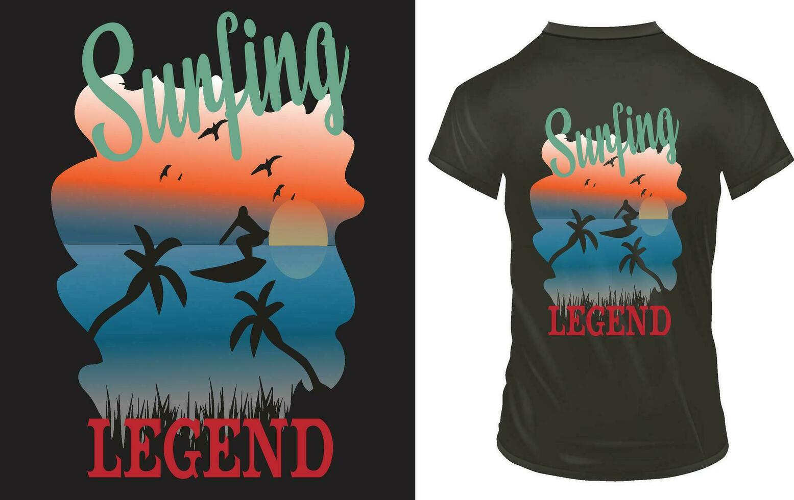 surfing legende t overhemd ontwerp vector