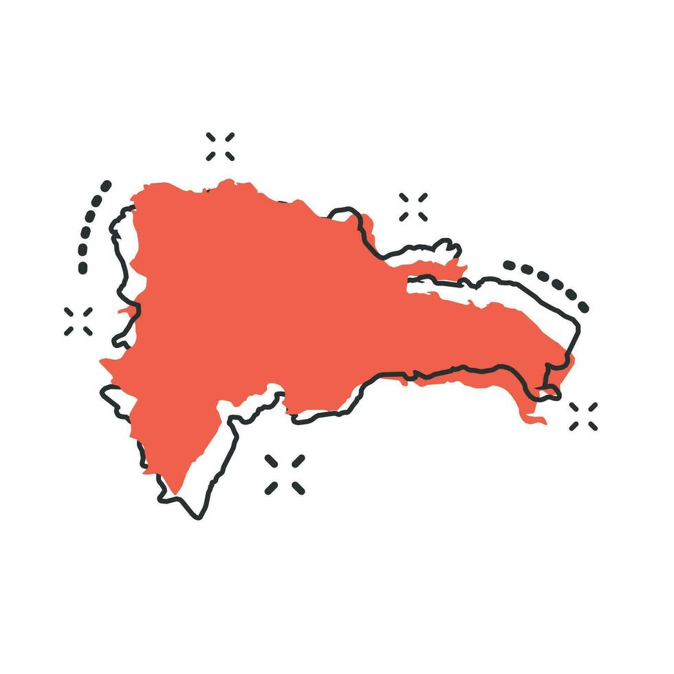 vector tekenfilm dominicaans republiek kaart icoon in grappig stijl. dominicaans republiek teken illustratie pictogram. cartografie kaart bedrijf plons effect concept.